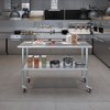 Amgood 24x60 Rolling Prep Table with Stainless Steel Top AMG WT-2460-WHEELS